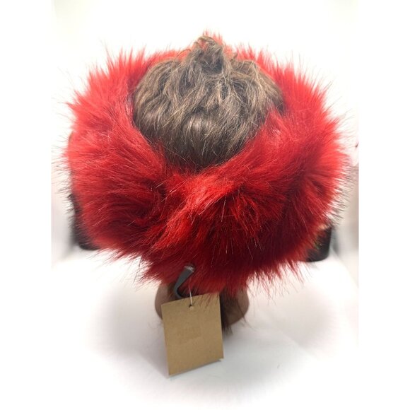Vintage Red Faux Fur Head Wrap Fluffy Winter Headwear Soft & Stylish Accessory - Picture 3 of 16